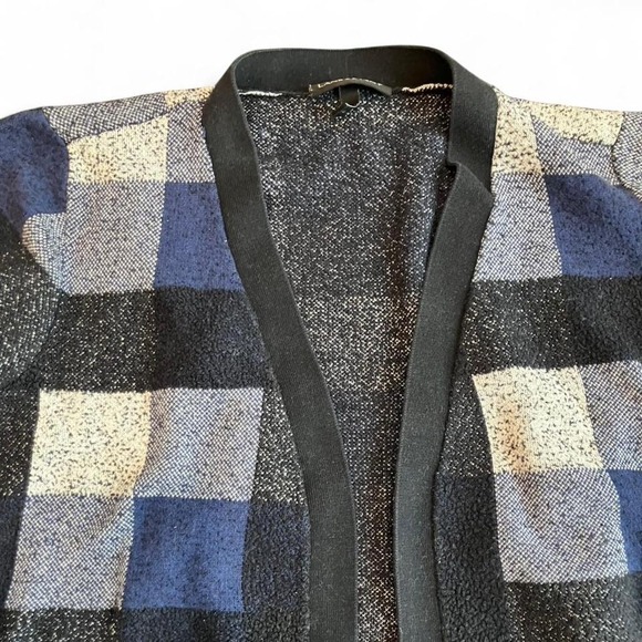 Lane Bryant blue and grey plaid cardigan - Picture 2 of 3